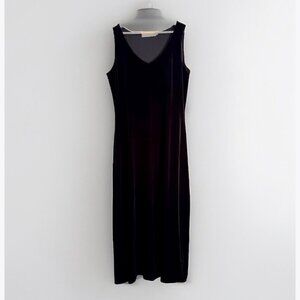 Vintage 90s Catherine Coatney Women’s 1X Velvet Maxi Dress Black Whimsigoth